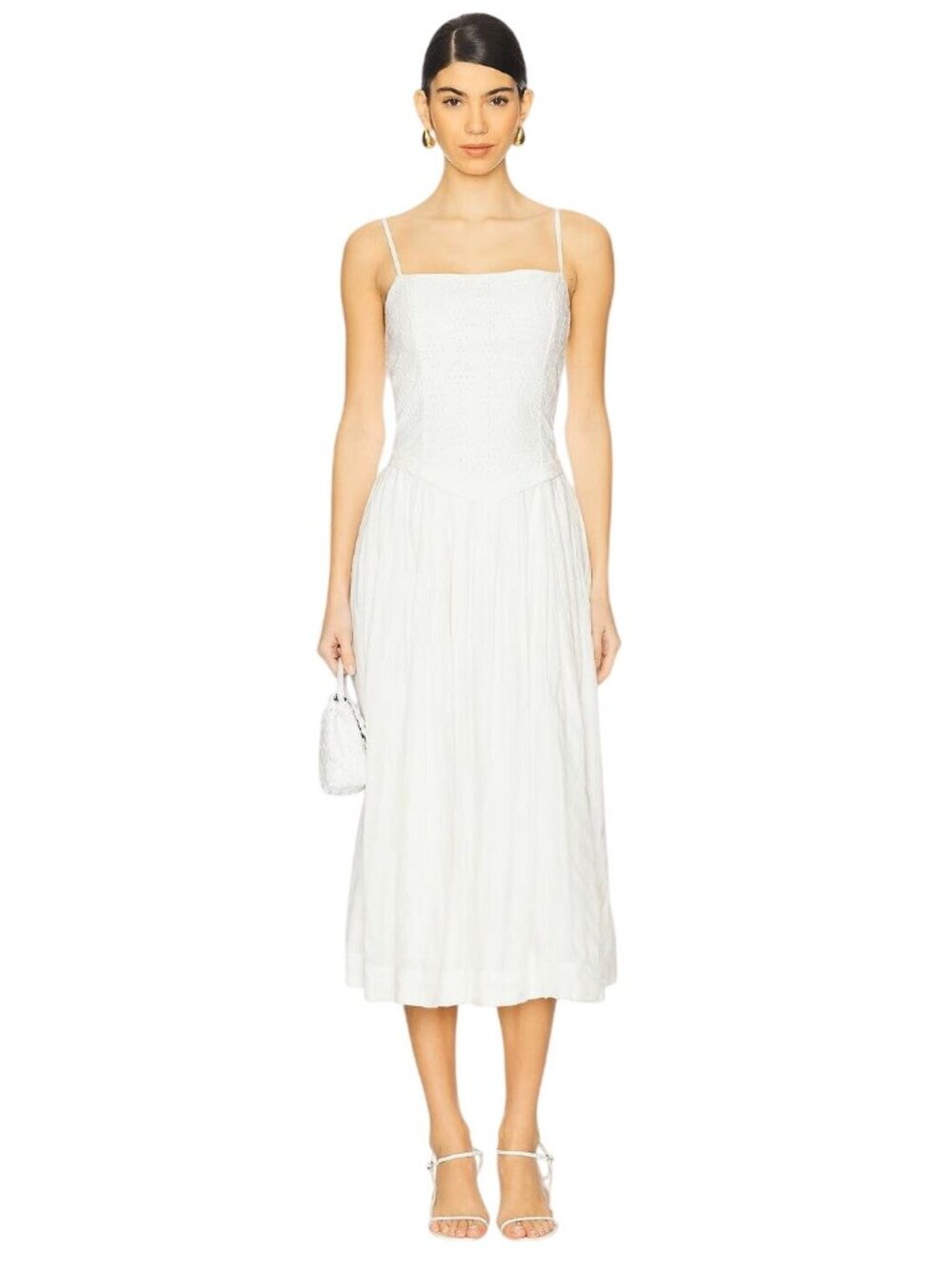 Free People Salvador Midi Dress in Ivory Large Womens Long Cotton Gown